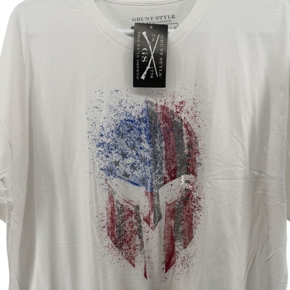 Grunt Style American Spartan 2.0 White Graphic T-Shirt Mens 4XL GS5010 NWT